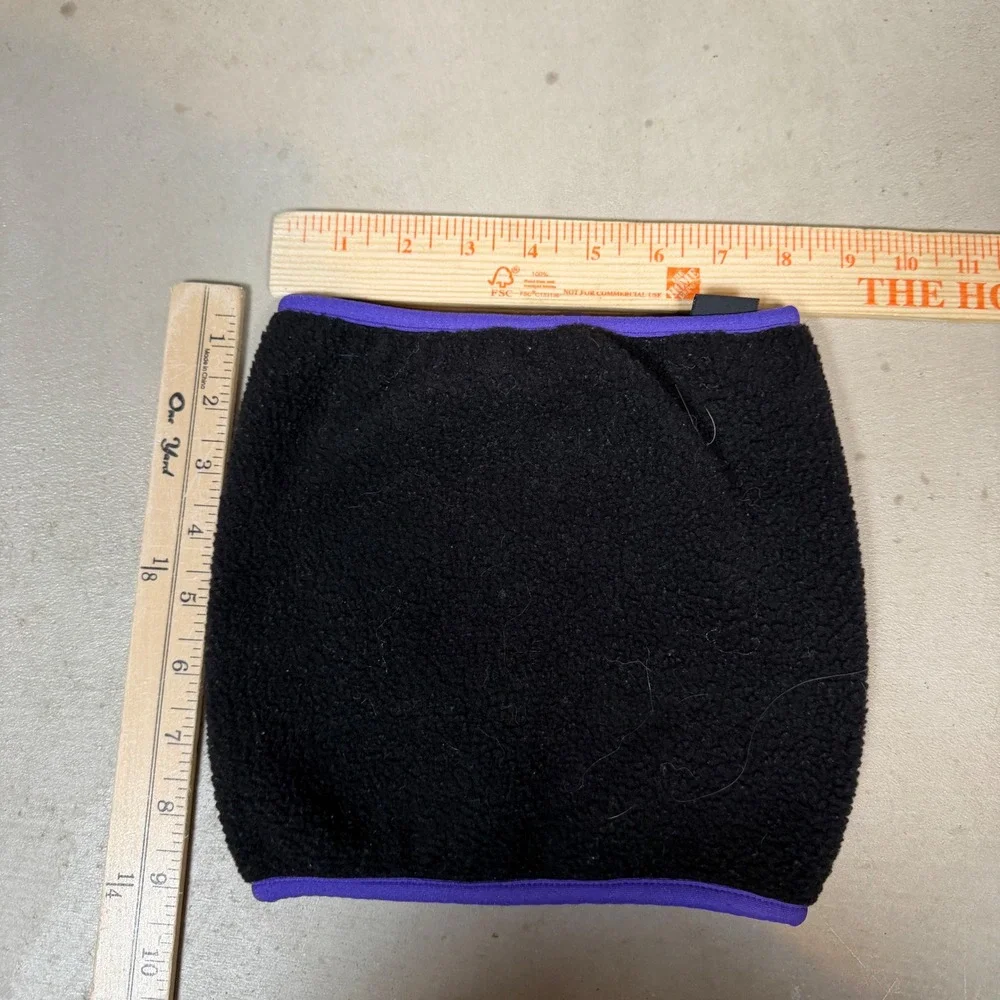 Patagonia Vintage Fleece Neck Gaiter Warmer Black Purple Trim Made in USA Large